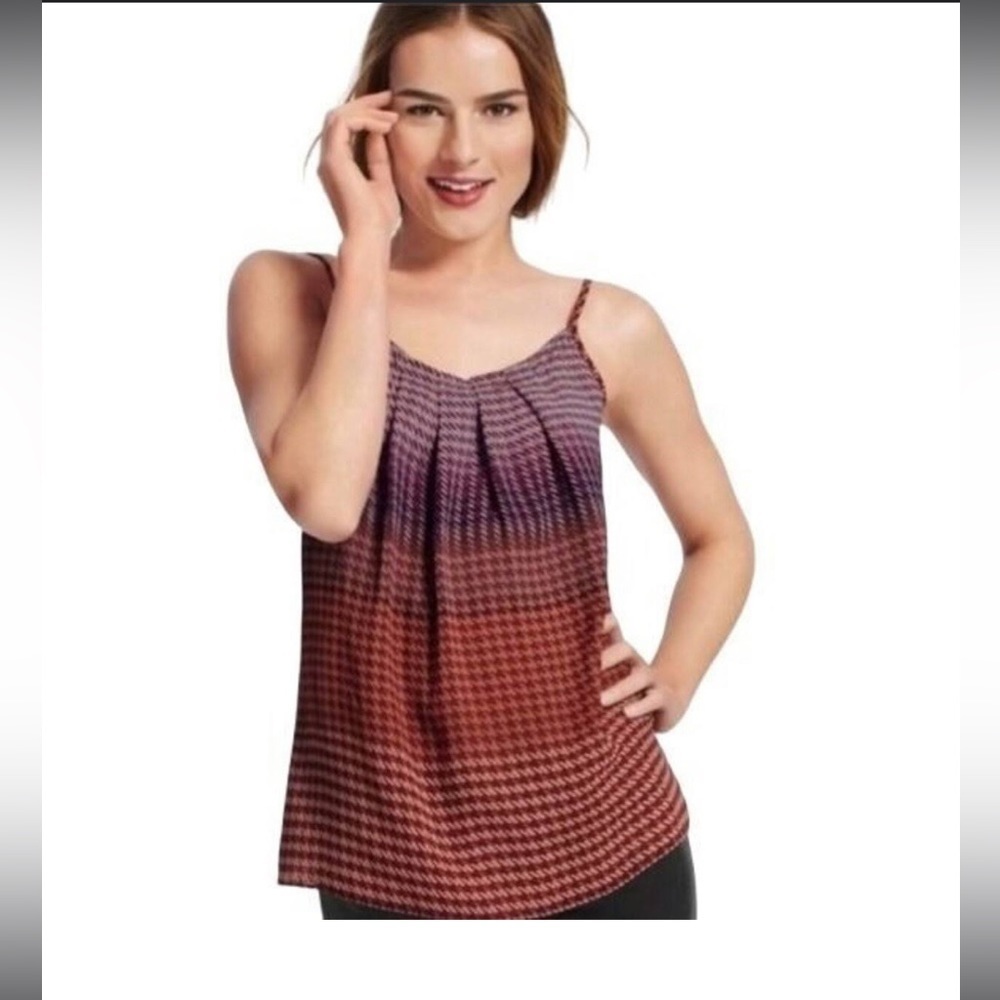 🎃CAbi Houndstooth Colorful Sheer Pleated Tank Top